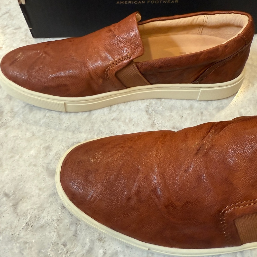 Frye Women’s Ivy Leather Slip-Ons in Cognac - Picture 4 of 7